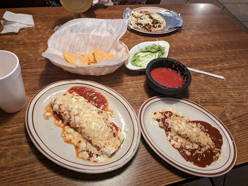 Cheese Enchiladas Steak Taco and Bean Burrito