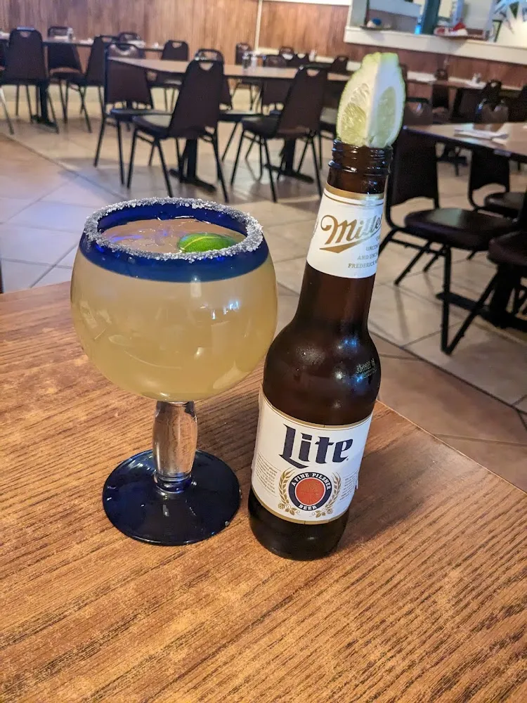 Miller Lite with a Lime and a Margarita