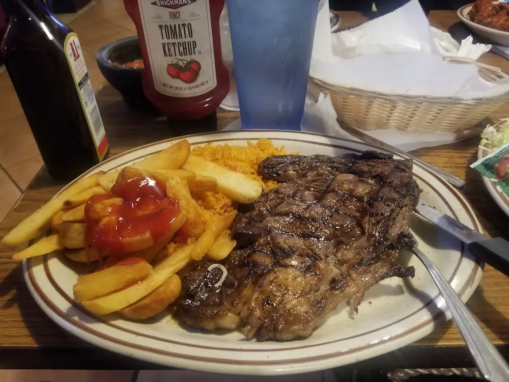 Ribeye Steak Fries and Rice